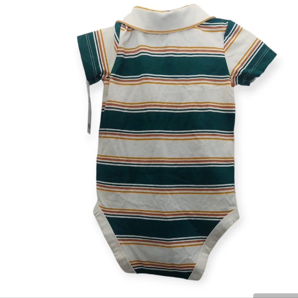 Carter's Baby BodySuit Green Striped Size 9M Months Collared Polo